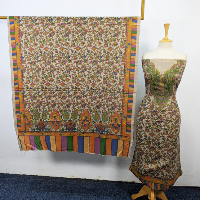 Exclusive Wool Pashmina with Kalamkari Work 3Pc Unstitched
