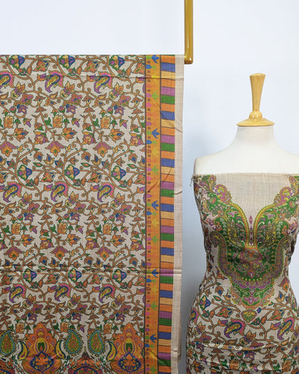Exclusive Wool Pashmina with Kalamkari Work 3Pc Unstitched