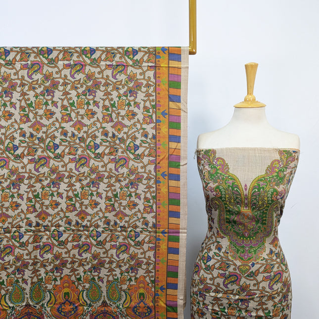 Exclusive Wool Pashmina with Kalamkari Work 3Pc Unstitched