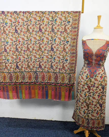 Premium Wool Pashmina with Kalamkari Work 3Pc Unstitched