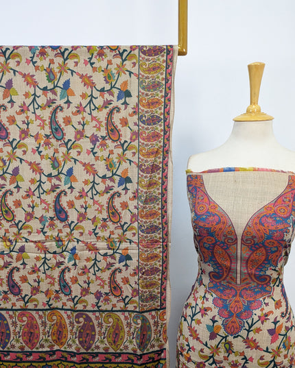 Premium Wool Pashmina with Kalamkari Work 3Pc Unstitched