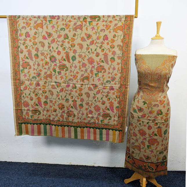 Exquisite Wool Pashmina with Kalamkari Work 3Pc Unstitched