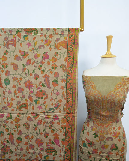 Exquisite Wool Pashmina with Kalamkari Work 3Pc Unstitched