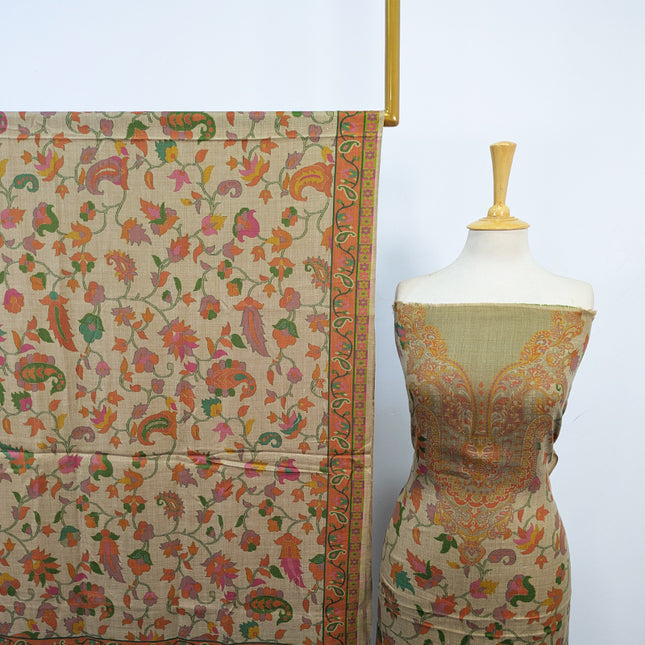 Exquisite Wool Pashmina with Kalamkari Work 3Pc Unstitched