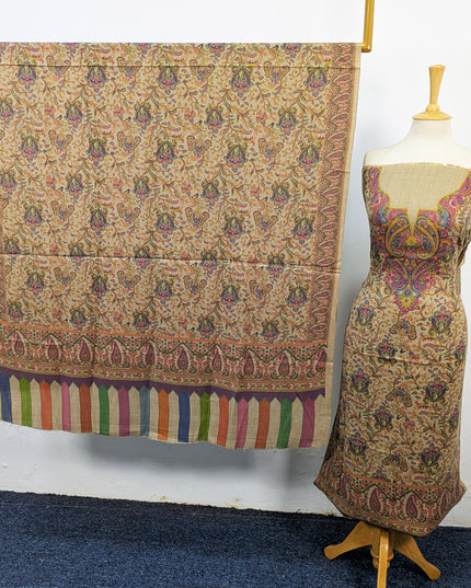 Luxury Wool Pashmina with Kalamkari Work 3Pc Unstitched