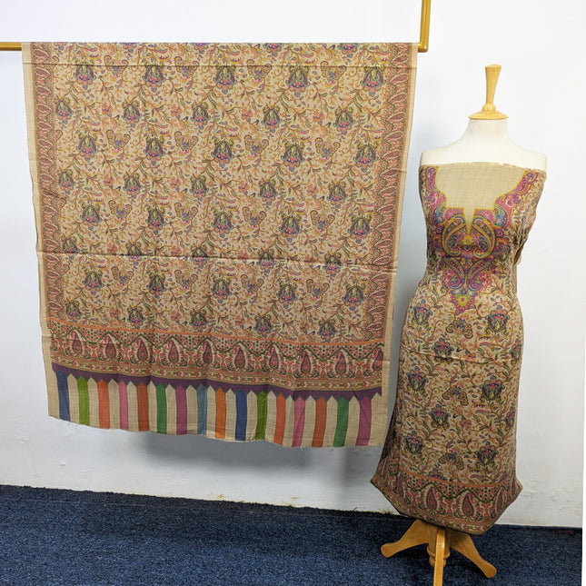 Luxury Wool Pashmina with Kalamkari Work 3Pc Unstitched