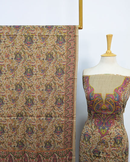 Luxury Wool Pashmina with Kalamkari Work 3Pc Unstitched