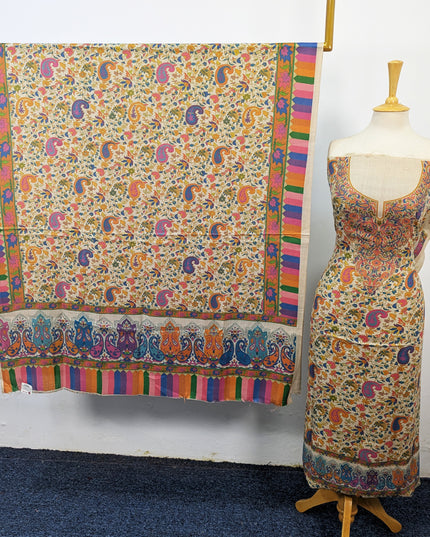 Pure Wool Pashmina with Kalamkari Work 3Pc Unstitched