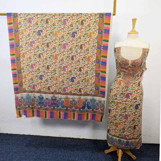 Pure Wool Pashmina with Kalamkari Work 3Pc Unstitched