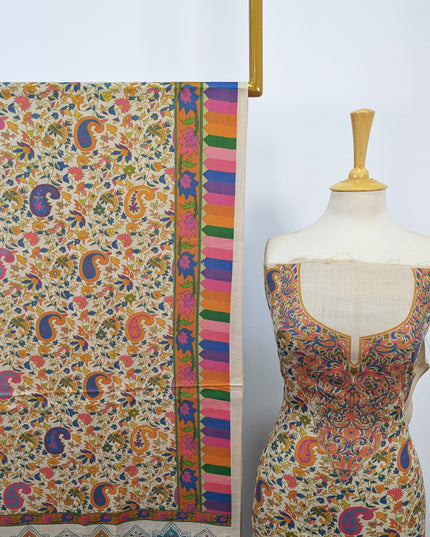Pure Wool Pashmina with Kalamkari Work 3Pc Unstitched