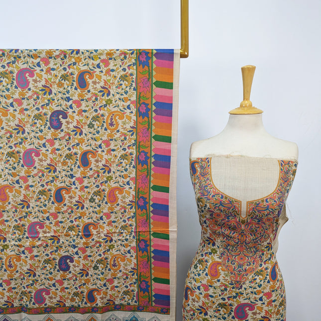 Pure Wool Pashmina with Kalamkari Work 3Pc Unstitched