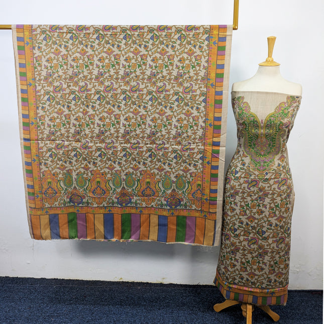 Exclusive Wool Pashmina with Kalamkari Work 3Pc Unstitched