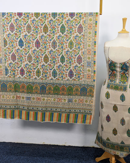 Premium Wool Pashmina with Kalamkari Work 3Pc Unstitched