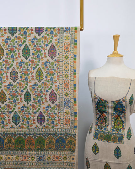 Premium Wool Pashmina with Kalamkari Work 3Pc Unstitched