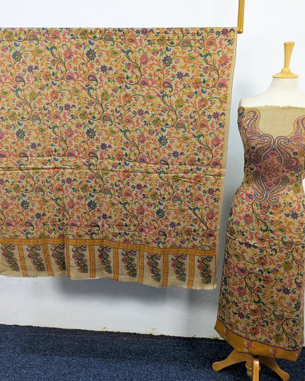 Exclusive Wool Pashmina with Kalamkari Work 3Pc Unstitched