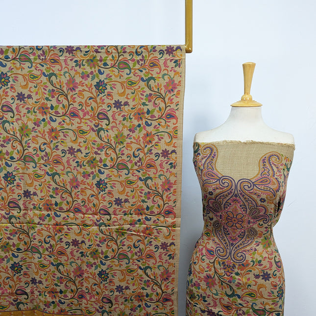 Exclusive Wool Pashmina with Kalamkari Work 3Pc Unstitched