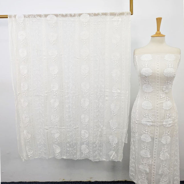 Exquisite Pure China Crinkle with Tarkashi & Shadow Work (Dyeable in All Colors)