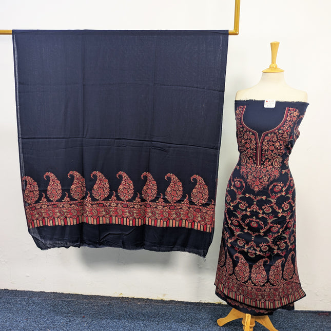 Exquisite Wool Pashmina with Kani Work 3Pc Unstitched