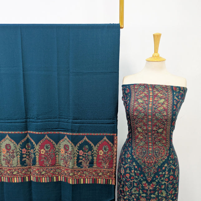 Luxury Wool Pashmina with Zari Kani Work 3Pc Unstitched