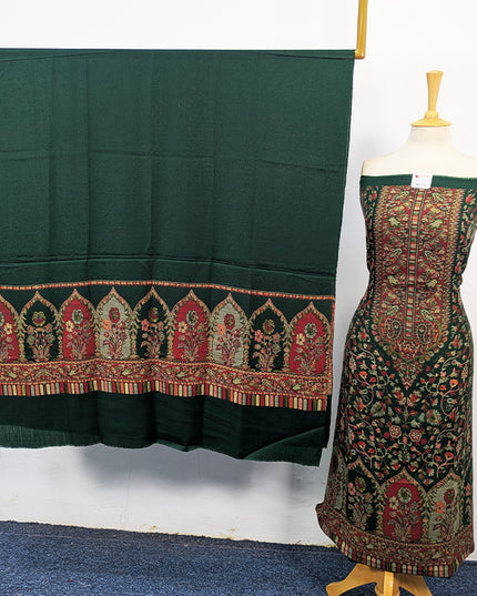 Luxury Wool Pashmina with Zari Kani Work 3Pc Unstitched