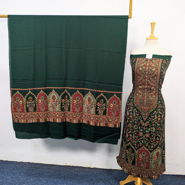 Luxury Wool Pashmina with Zari Kani Work 3Pc Unstitched