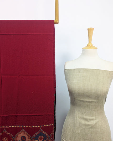 Wool Pashmina Plain Shirt with Kani Border Work Shawl 3Pc Unstitched
