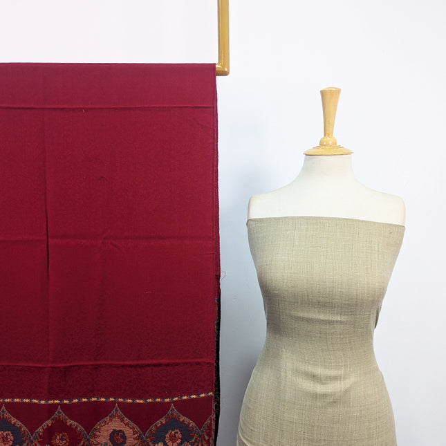 Wool Pashmina Plain Shirt with Kani Border Work Shawl 3Pc Unstitched
