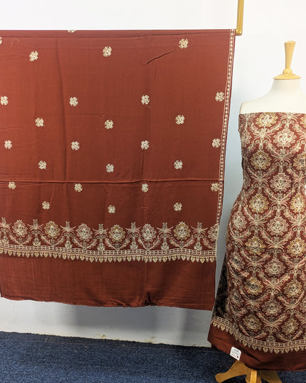 Pure Wool Pashmina with Indian Karhai Work 3Pc Unstitched