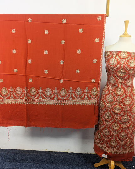 Pure Wool Pashmina with Indian Karhai Work 3Pc Unstitched