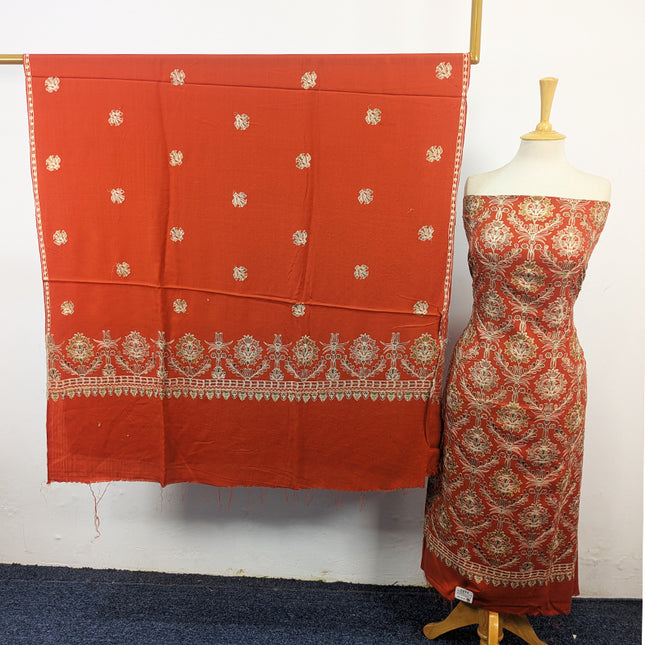 Pure Wool Pashmina with Indian Karhai Work 3Pc Unstitched