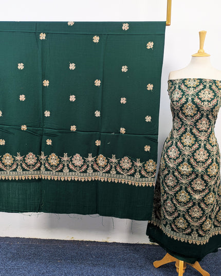 Pure Wool Pashmina with Indian Karhai Work 3Pc Unstitched
