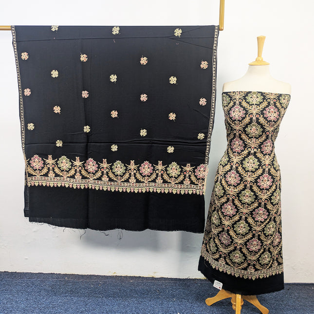 Pure Wool Pashmina with Indian Karhai Work 3Pc Unstitched