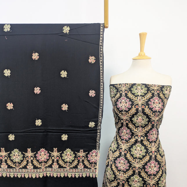 Pure Wool Pashmina with Indian Karhai Work 3Pc Unstitched
