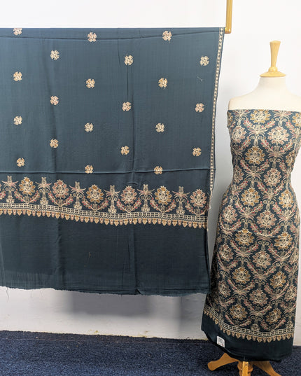 Pure Wool Pashmina with Indian Karhai Work 3Pc Unstitched