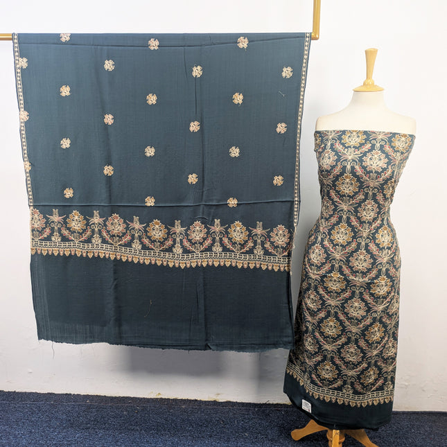 Pure Wool Pashmina with Indian Karhai Work 3Pc Unstitched