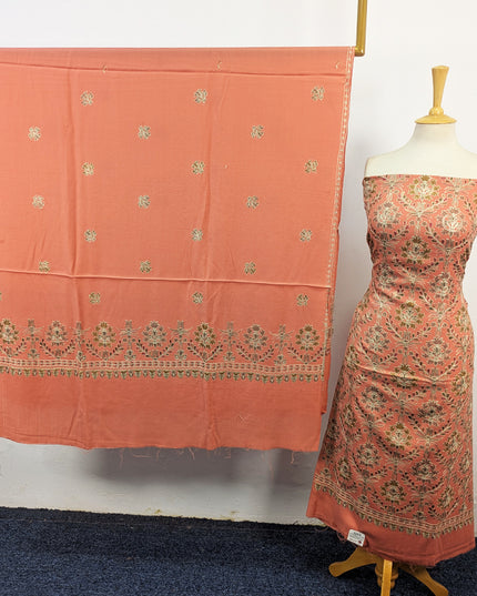 Pure Wool Pashmina with Indian Karhai Work 3Pc Unstitched
