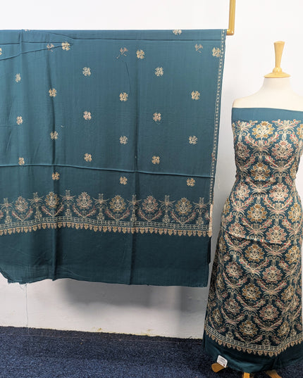Pure Wool Pashmina with Indian Karhai Work 3Pc Unstitched