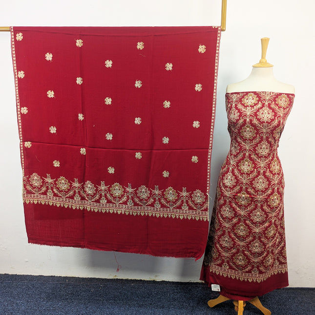 Pure Wool Pashmina with Indian Karhai Work 3Pc Unstitched