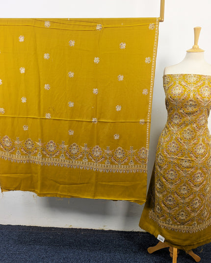 Pure Wool Pashmina with Indian Karhai Work 3Pc Unstitched