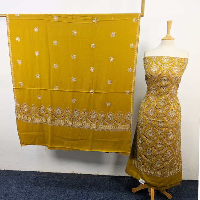 Pure Wool Pashmina with Indian Karhai Work 3Pc Unstitched