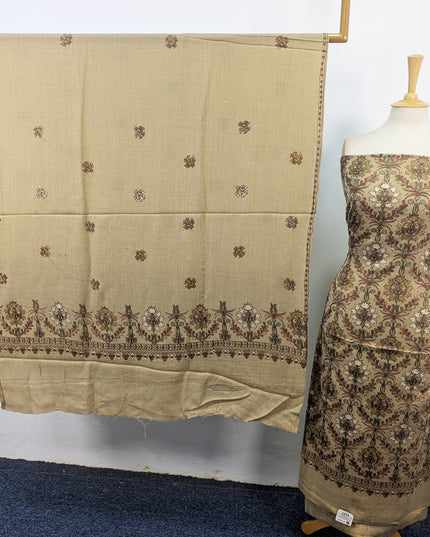 Pure Wool Pashmina with Indian Karhai Work 3Pc Unstitched