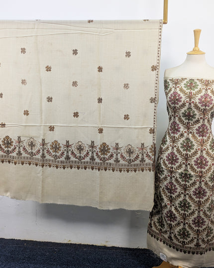 Pure Wool Pashmina with Indian Karhai Work 3Pc Unstitched