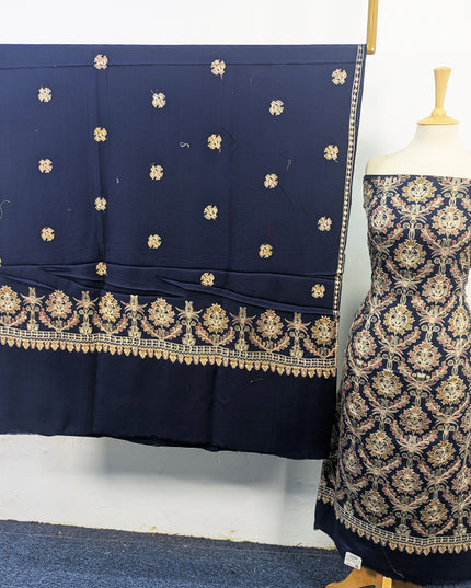 Pure Wool Pashmina with Indian Karhai Work 3Pc Unstitched