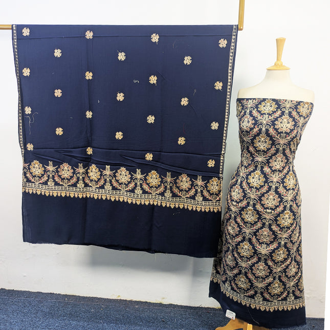 Pure Wool Pashmina with Indian Karhai Work 3Pc Unstitched