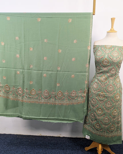Pure Wool Pashmina with Indian Karhai Work 3Pc Unstitched