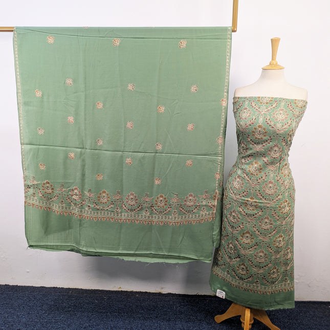 Pure Wool Pashmina with Indian Karhai Work 3Pc Unstitched