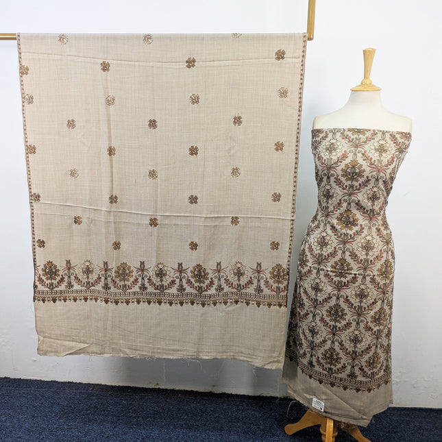 Pure Wool Pashmina with Indian Karhai Work 3Pc Unstitched