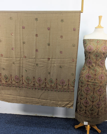Pure Wool Pashmina with Indian Karhai Work 3Pc Unstitched