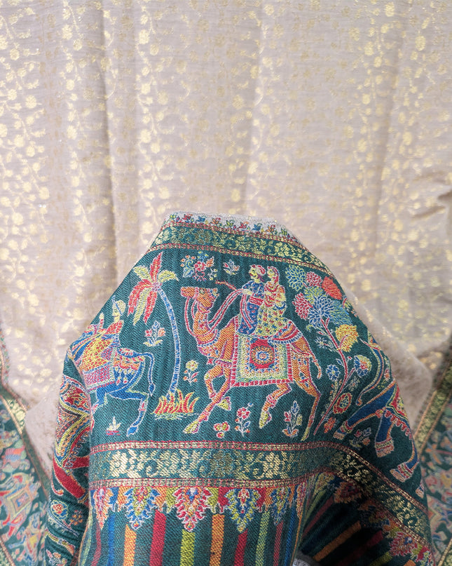 Premium Pure Indian Kani Wool Pashmina Shawl (Baraat Special)