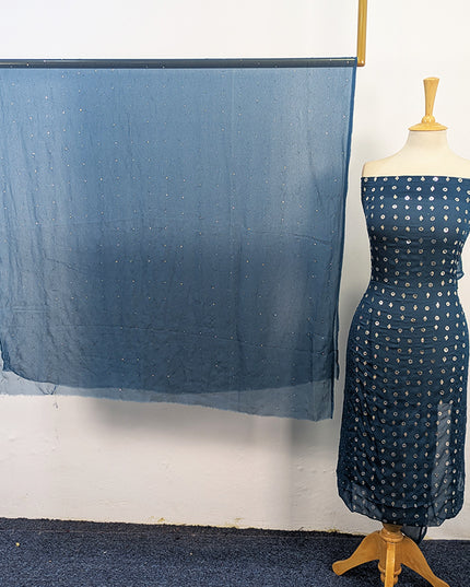 Handmade Mukesh Work Crinkle Chiffon Shirt Dupatta 2Pc Unstitched